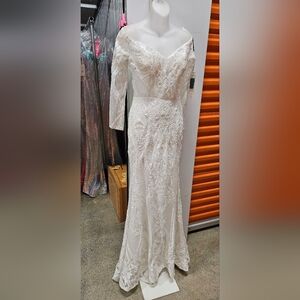 Alyce Paris #27544 Elegant Sequin Off Shoulder Gown White Size 8 Black Size 12